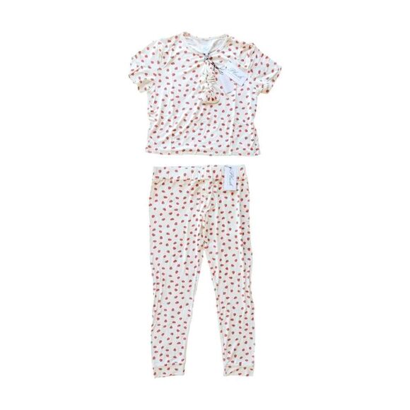 REVOLVE Strawberry Print Cozy PLUSH Thermal Pajama Set sz S NWT - Picture 7 of 15